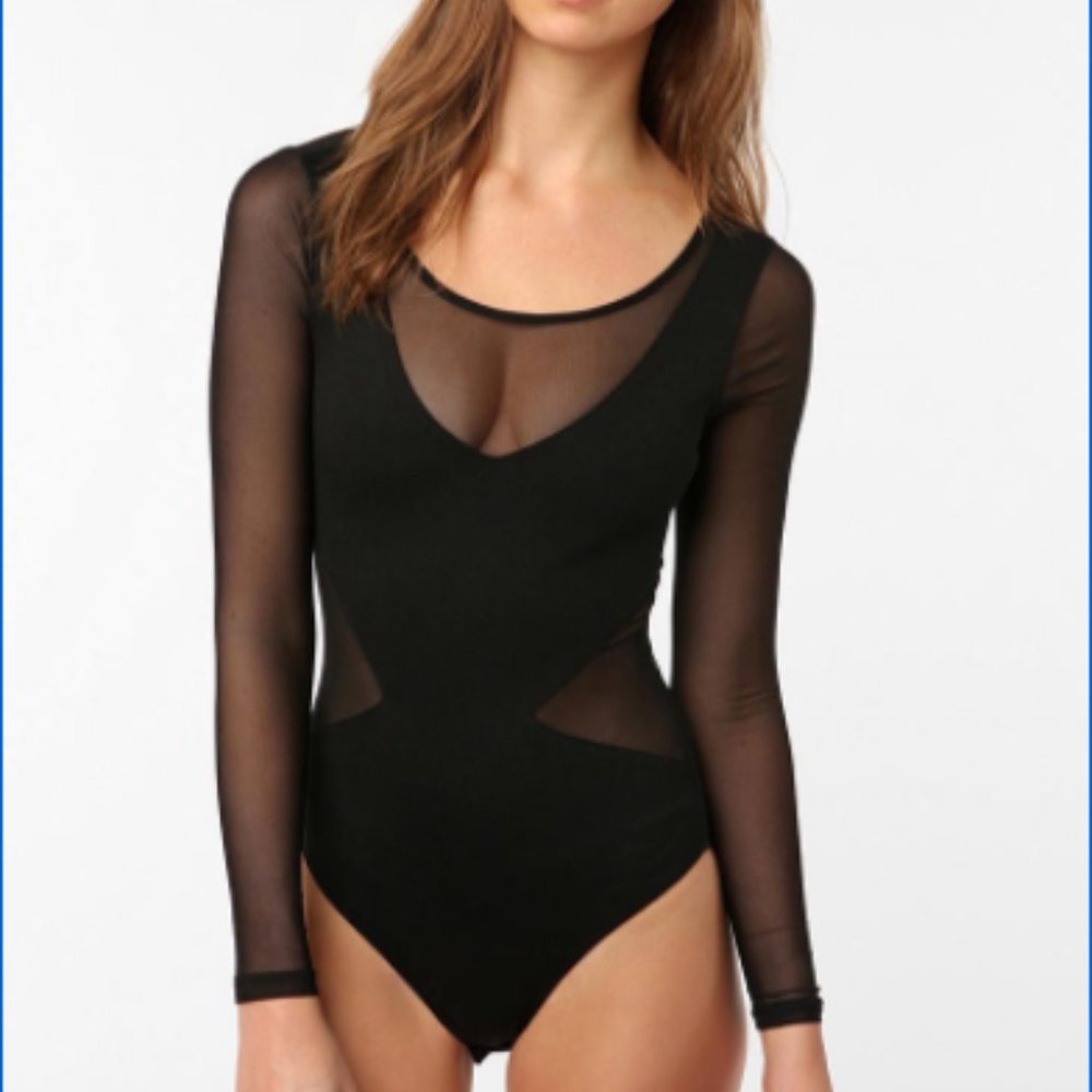 Mesh and Pleather Bodysuit - Urban Outfitters